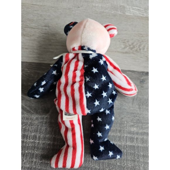 Spangle Bear Plush Beanie Baby Patriotic American Pink Face 4th of July Decor - Picture 4 of 4